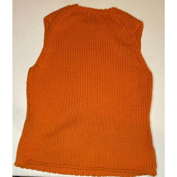 Ann Taylor LOFT Chunky Knit Sweater Vest Sz Lg Orange Wool Blend Rib Tank Top - Picture 9 of 11